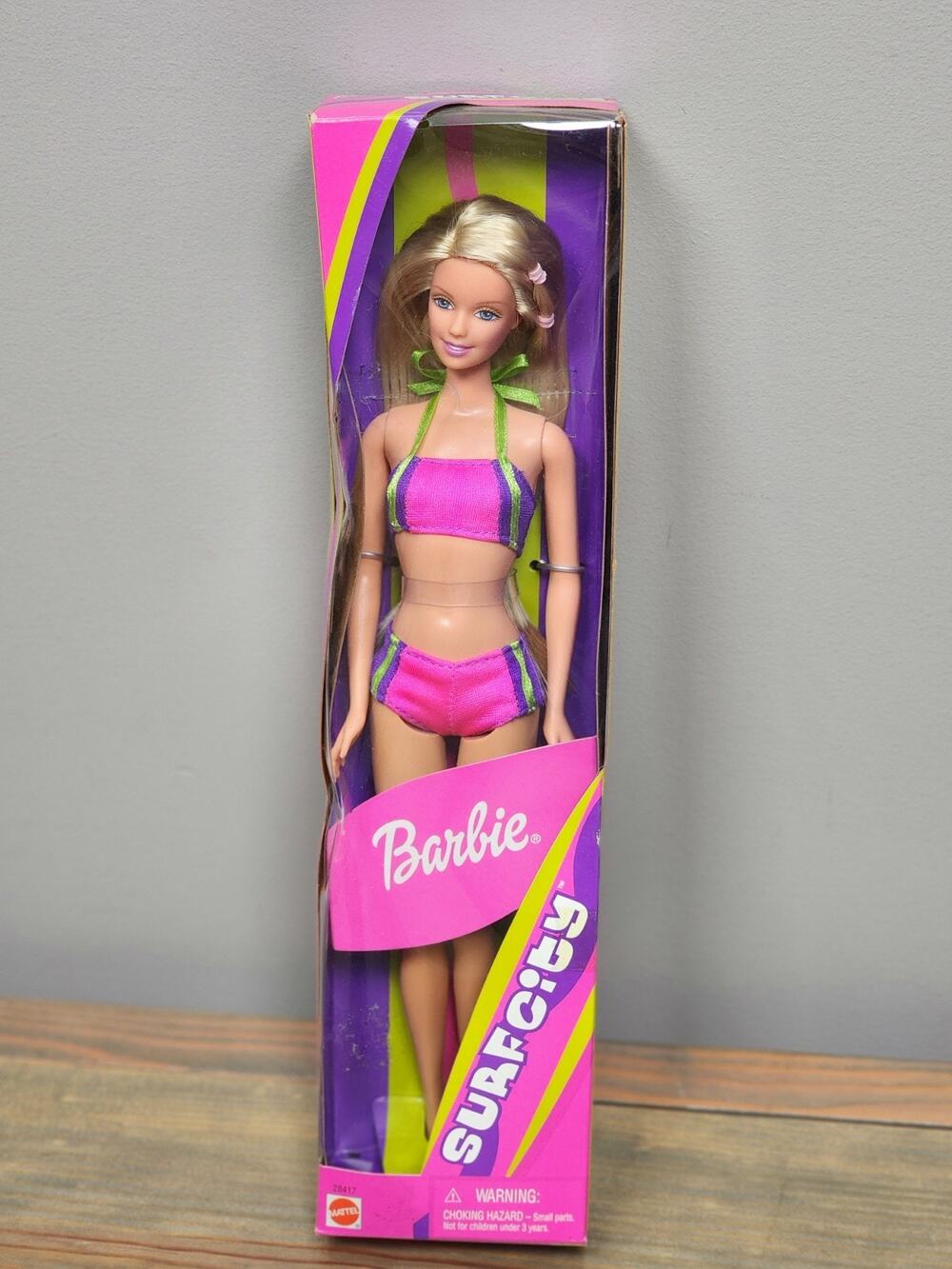 Surf City Barbie 2000 Mattel #28417 Blonde Pink Swimsuit Unopened Vintage NRFB
